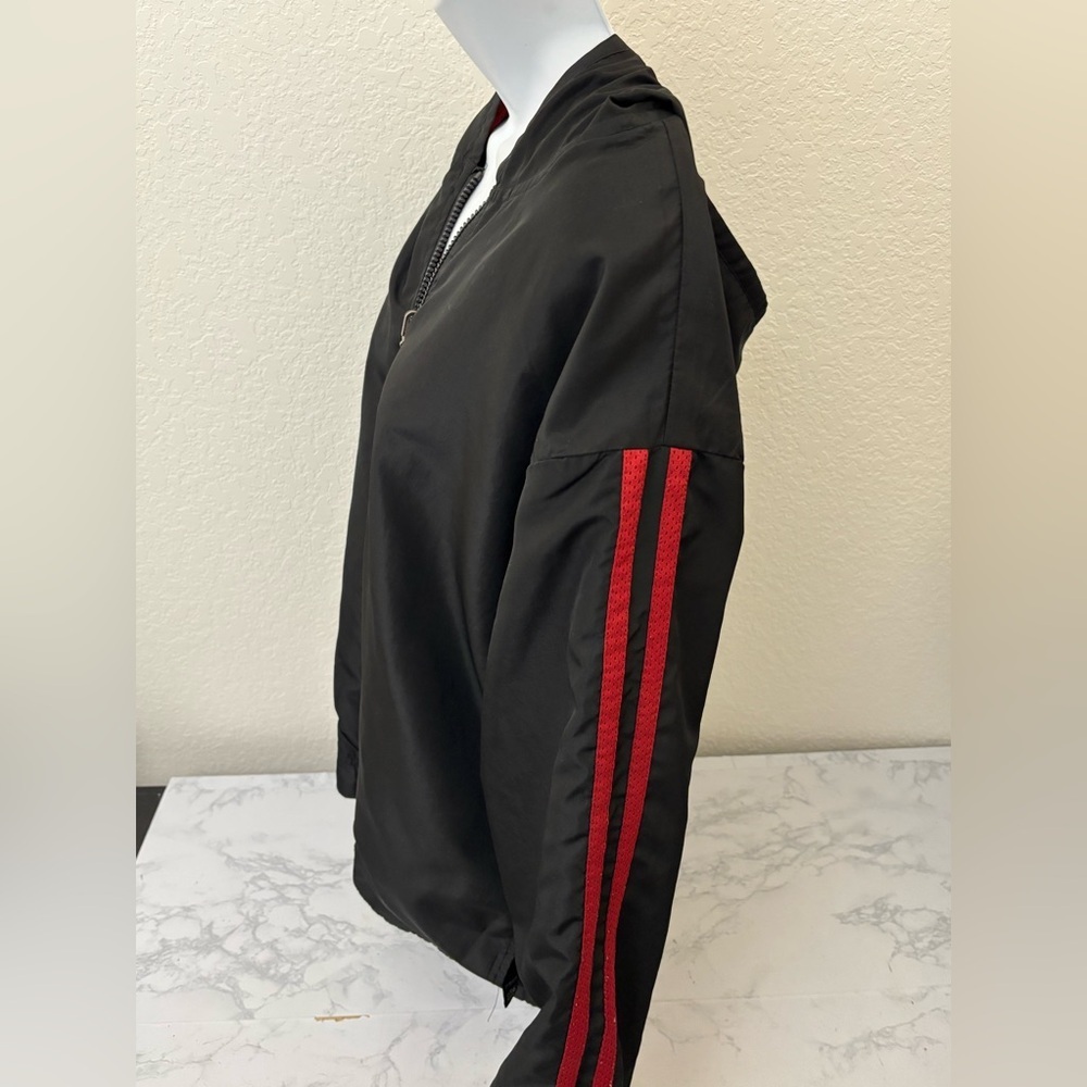 VTG Windbreaker Track Suit Top Womens XL Red Black Reversible Full Zip - Picture 7 of 7